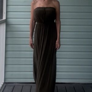 Casual Strapless Army Green Maxi Dress